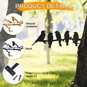 Silueta de pájaro animal cortada con láser, negra, estilo hada, con efecto oxidado, arte de Halloween, metálica, personalizada, para decoración de jardín exterior, adorno de jardín - Product Image 3