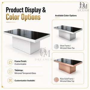 Mesa de Comedor Rectangular de Acero Inoxidable de Primera Calidad con Tapa Negra y Base de Pedestal Único para Eventos y Banquetes al por Mayor - Product Image 4