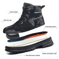 Chaussures de sécurité en toile à embout d'acier antidérapantes et robustes pour hommes et femmes, idéales pour l'usine, collection hiver, prix de gros abordable