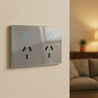 Prise intelligente double GPO MakeGood 10A 2400W avec rétroéclairage RGB, verre trempé, certifiée AU SAA, Tuya Smart Zigbee et PD 20W, avec sécurité enfant