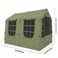 Tente de camping gonflable en polyester et coton TC 210G, 3,6*4,8m, résistante au vent et à l'eau, quatre saisons, deux chambres, montage rapide et automatique, portable