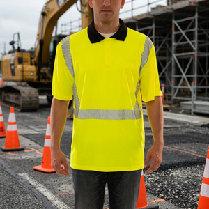 Camiseta Polo de Seguridad de Manga Corta ANSI Clase 2 de Alta Visibilidad, Impermeable, Transpirable, con Bolsillo con Luz LED Reflectante, Logotipos y Colores Personalizados - Product Image 3