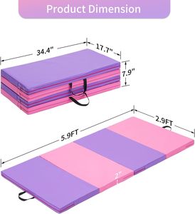 Colchoneta de gimnasia plegable para niños, de 3 pies x 6 pies / 4 pies x 8 pies, de 2 pulgadas de grosor, para ejercicio y juego en el gimnasio del hogar. - Product Image 4