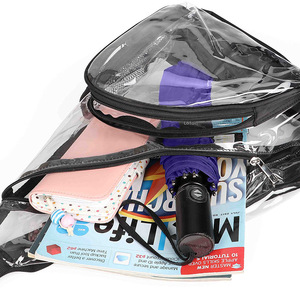 Bolso bandolera transparente de PVC, 35x40x14cm, 4 colores, aprobado para estadios, mochila transparente para el pecho, bolsillo de malla para botella, apto para mujer - Product Image 3