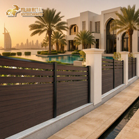 Panneau de clôture composite WPC à grain de bois, écran de jardin commercial extérieur, résistant aux UV, poteau en aluminium durable