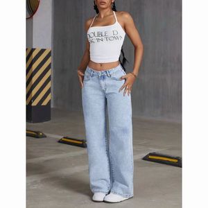 Jeans à jambes larges pour femmes XS-5XL, <span class=keywords><strong>taille</strong></span> <span class=keywords><strong>haute</strong></span>, grandes tailles, été automne, <span class=keywords><strong>pantalon</strong></span> décontracté ample à jambe droite - Product Image 5