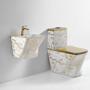 Hot bán vàng đen gốm sang trọng <span class=keywords><strong>WC</strong></span> nhà vệ sinh thiết kế hiện đại dual-tuôn ra vuông Bát hình dạng một mảnh nhà vệ sinh phòng tắm khách sạn - Product Image 3