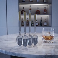 Ensemble de couverts en acier inoxydable poli miroir, vente en gros, faible MOQ, bonne qualité, ensemble de 6/12 fourchettes et cuillères, sac PVC pour hôtel et restaurant