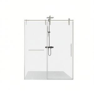 Mampara de Ducha de Vidrio Templado Premium sin Marco, Puerta Corredera de 5/16 Pulgadas de Grosor, Diseño Minimalista, Forma Rectangular - Product Image 1