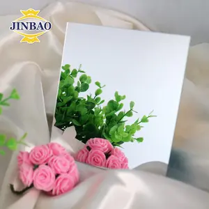 JINBAO Prata Plástico Acrílico 3D Revestimento de Parede Folha Do Espelho Da Etiqueta para a Decoração