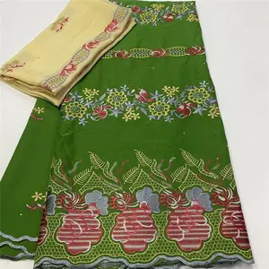 Beautifical cotton veil fabric designer teen dresses lemon green lace ML6R420