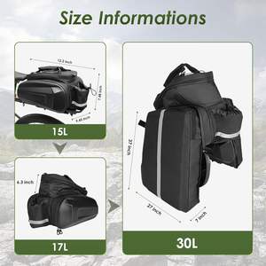 Sacoche de vélo <span class=keywords><strong>rigide</strong></span> en EVA imperméable avec <span class=keywords><strong>housse</strong></span> de pluie, sacoche de porte-bagages arrière 30L avec bande réfléchissante pour le cyclisme et les trajets quotidiens - Product Image 2