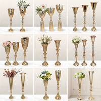Vase sur pied haut de gamme en métal doré, design moderne et épuré, pour centre de table de mariage, support floral pour événements, fêtes et décoration intérieure