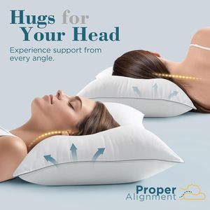 Luxury Hotel Collection Bed <b>Pillows</b> Set of 2 Soft Alternative for Back Stomach Side Sleepers Comfortable Neck Support - Product Image 4