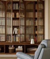 Bibliothèque scandinave moderne, gain de place, durable, avec porte en verre, étagère en bois massif pour l'école et la maison, meuble de rangement combiné