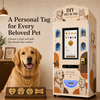 Distributeur automatique de gravure d'étiquettes d'identification pour animaux de compagnie avec SDK, kiosque personnalisé basé sur le cloud pour plaques nominatives de chiens et chats, idéal pour les cliniques vétérinaires