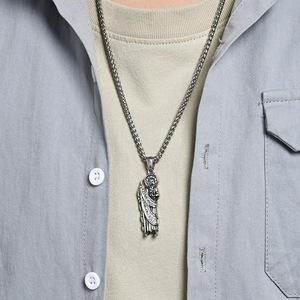 Mountain and Sea yunnique Hip Hop Punk Jewelry Saint-Julien <b>Titanium</b> Steel Necklace Niche Artistic Retro Classic St - Product Image 3