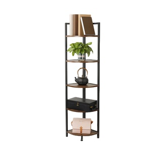 Bibliothèque moderne de luxe à 5 étages avec cadre en métal et panneaux en bois pour meubles de maison, bar, entrepôt, affichage de plantes, fleurs et livres - Product Image 1