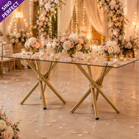 Vente à chaud de meubles de mariage pour banquets, hôtels, tables de mariage rectangulaires en verre transparent au design moderne pour fêtes
