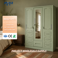 Armoire moderne à 3 portes en acier laminé à froid avec miroir pleine longueur et portes à motif gaufré pour rangement domestique – Vente directe usine
