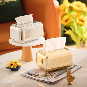 Tissue Box Electroplating Gold Multipurpose Household Desktop Storage Convenient - Product Image 2