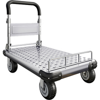 Chariot à main pliable OEM en acier, mini-chariot de manutention à plateau plat, portable, à quatre roues, pour usage domestique et aéroportuaire