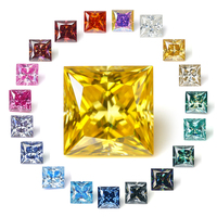 RTS Venta al por Mayor de Joyería con Hoja de Oro, Moissanita Opalescente Multicolor de Corte Princesa Creada en Laboratorio y Tratada Térmicamente, Certificado GRA, Suelta