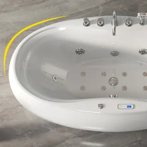 Bồn tắm acrylic thủy lực, bồn tắm ngâm thư giãn cao cấp, bồn tắm đá sang trọng, bồn tắm massage bằng đá nhân tạo bề mặt rắn, bồn tắm đá màu trắng mờ - Product Image 4