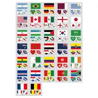 Tatouages temporaires pour le visage 2026 personnalisés, motifs géométriques drapeau national, papier transfert à l'eau, imperméables/résistants à la transpiration, non toxiques