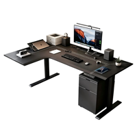 Bureau d'ordinateur de jeu en forme de L robuste avec cadre métallique, tiroir et contrôle de hauteur réglable
