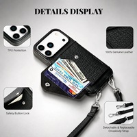 Minibook Pebble Grain Leather Handcrafted Genuine Leather Crossbody Phone case dengan Dompet untuk iphone 18 Pro Max Leather case