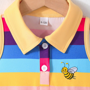 ชุดเดรสกระโปรงจีบพิมพ์ลายแขนกุดสำหรับเด็กผู้หญิงวัยหัดเดินและเด็กเล็ก สไตล์ลำลองสำหรับฤดูใบไม้ร่วง ผลิตจากโพลีเอสเตอร์ 100% ความยาวระดับเข่า คอทรงโอ ป้องกันการยับ - Product Image 2