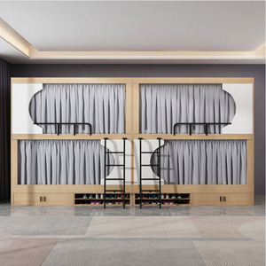 Hiện đại KING-Size sắt gỗ kim loại đôi bunk giường Loft cầu thang cho khách sạn phòng ngủ ký túc xá nhà viên nang giường các nhà sản xuất - Product Image 2