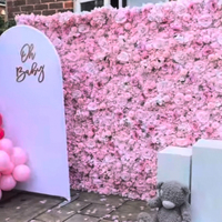 Mur de fleurs artificielles 3D rose hydrangea et rose, toile de fond en plastique imperméable faite à la main pour mariage, anniversaire, Noël, fête, photo