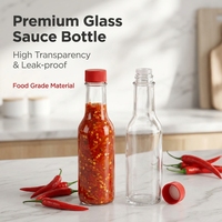 Botol Saus Pedas Kaca Bening 100ml, Botol Bumbu Kaca Mini Dengan Tutup Sekrup Plastik Berbagai Warna