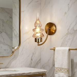 Aplique de pared de cristal veneciano soplado a mano de buena calidad, latón cepillado para decoración de dormitorio - Product Image 4