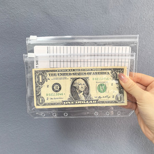 Hot bán lá lỏng lẻo 6 lỗ thư mục trong suốt tổ chức <span class=keywords><strong>Zip</strong></span> tiền mặt phong bì tiền mặt Phong Bì cho ví A6 rõ ràng tiền mặt phong bì - Product Image 2