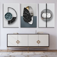 Impression sur toile géométrique abstraite moderne en aquarelle, ensemble de trois pièces, art mural pour la décoration intérieure