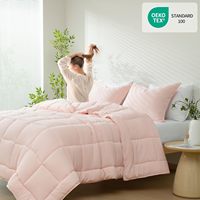 Parure de lit Joytex 3 pièces unie en microfibre chaude avec garnissage en polyester, ensemble de couette pêche matelassée