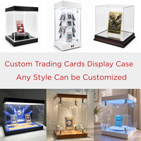 TERMEIN Caja de exhibición de tarjetas coleccionables de acrílico transparente con foco LED, fondo y base personalizados, y estuche de exhibición para tarjetas clasificadas