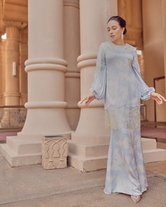 SIPO Muslimah 2 pièces ensemble Kedah Murah Borong Oem Baju Kurung moderne imprimé broderie florale dentelle Baju Kurung en gros au Vietnam - Product Image 4