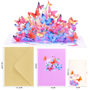 Biglietti d'<span class=keywords><strong>Auguri</strong></span> 3D Pop-Up Creativi Ecologici di Alta Qualità per San Valentino <span class=keywords><strong>e</strong></span> Festa della Mamma con Farfalle - Product Image 6