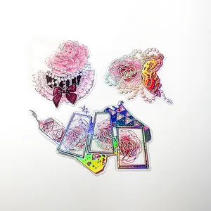 Autocollants transparents personnalisés en PET holographique, autocollants en PET pour <span class=keywords><strong>scrapbooking</strong></span> et junk journal - Product Image 1
