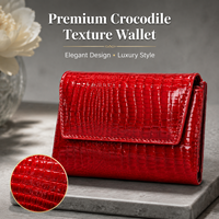 Dompet Kulit Mewah Wanita Kulit Asli Motif Buaya Dompet Pendek Dompet Kartu untuk Wanita Tempat Kartu Kustom