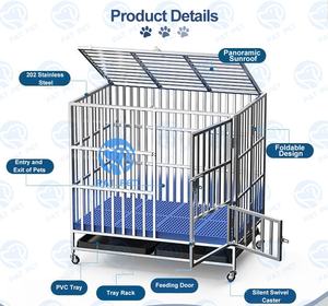 PAT PET <span class=keywords><strong>Cage</strong></span> pour chien d'extérieur en acier inoxydable, portable et pliable, chenil pour chien avec plateau en PVC - Product Image 4