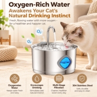Nouvelle Fontaine à Eau pour Animaux de Compagnie en Acier Inoxydable 304 Écologique 2,8L Distributeur Automatique d'Eau pour Chats Ultra-silencieux Modes de Débit Multiples