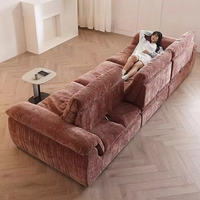 Ensemble de canapés modulaires en chenille pelucheuse, design français, avec fonctions inclinables, forme carrée, garnissage en éponge, pour appartements, hôtels et espaces de vie
