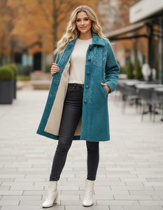 Pull en cachemire long et élégant pour femme, fermeture à bouton unique, tissu doux et chaud, coupe confortable pour les journées froides et le quotidien - Product Image 4