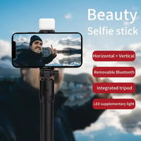 Perche à selfie R1s pour téléphone portable avec lumière d'appoint Bluetooth intégrée, trépied télescopique portable pour photographie en direct et télécommande