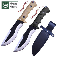Couteau droit à lame fixe avec manche en plastique durable, pour bushcraft, sculpture, préparation du feu, camping, chasse, activités de plein air, avec étui en nylon